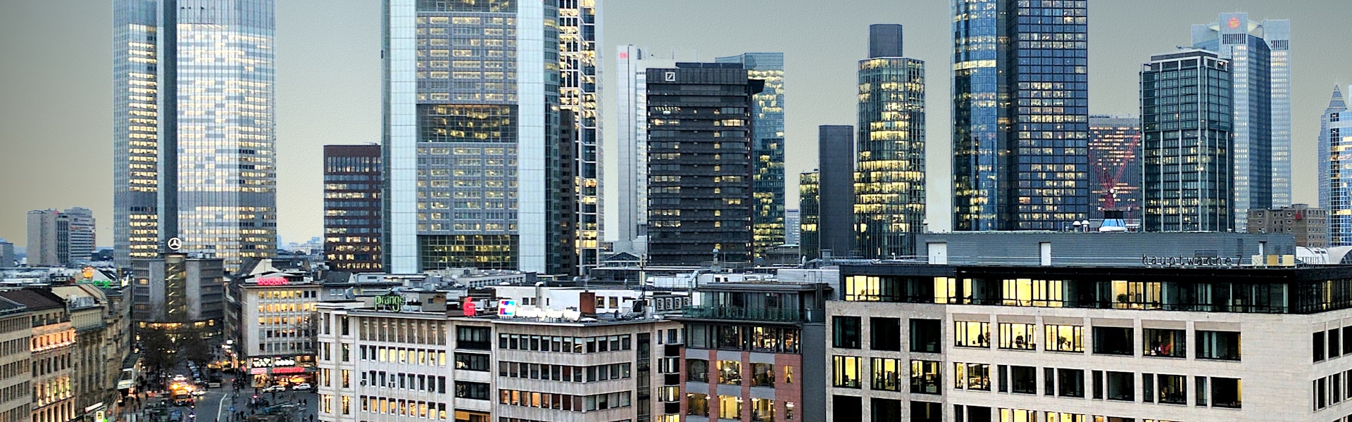 Frankfurt skyline from a bird's eye view