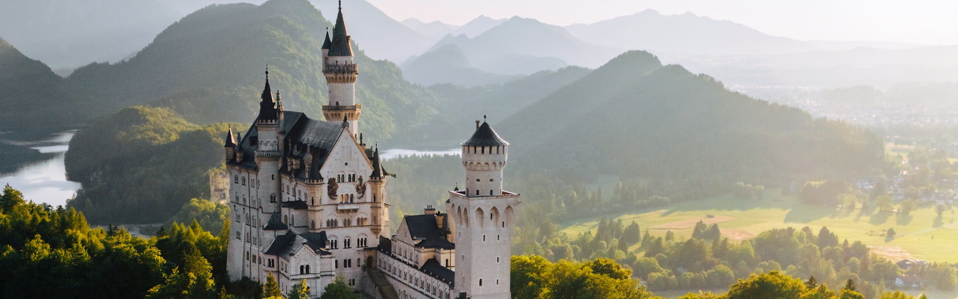 Neuschwanstein Castle in the Allgäu from above